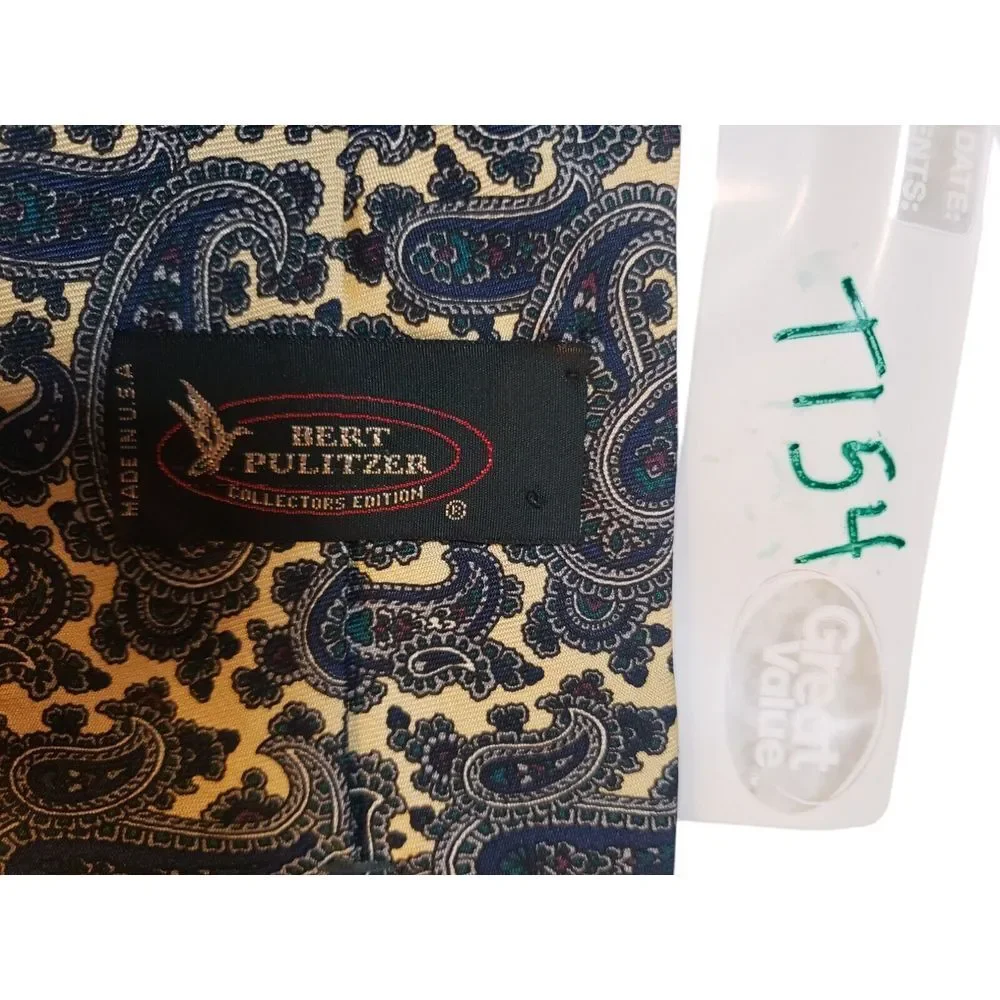 Bert Pulitzer Collectors Edition Neck Tie Mens Luxury Yellow Blue Paisley Office